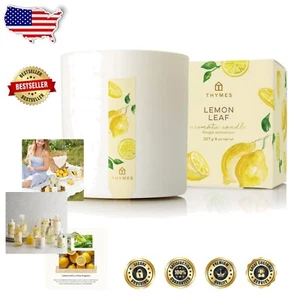 Elegant 8 Oz Lemon Leaf Candle - Non-Metal Wick, Clean Burn, Long-Lasting - Picture 1 of 9