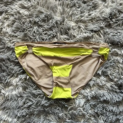 Parte inferior de bikini DKNY para mujer talla pequeña S verde neón marrón Y2K vintage años 90 retro Foto 1 de 4