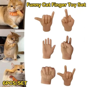 6PCS Mini Cat Finger Covers Funny Pet Paw Accessories with Realistic Hands AU - Picture 1 of 14