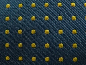 T. M. LEWIN BLUE TEXTURED TINY WHT POLKA DOTS THICK DRESS SILK NECKTIE NECK TIE - Picture 1 of 1