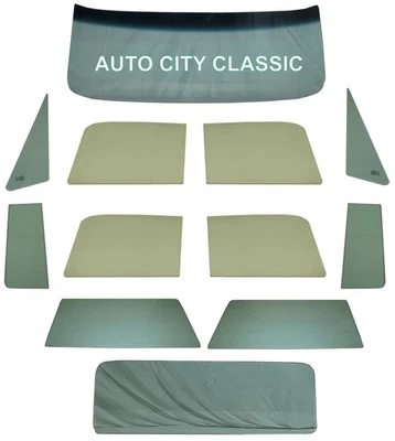 Chevy GMC Suburban 1967 parabrisas de vidrio puerta de ventilación cuarto puerta trasera juego verde Foto 1 de 4