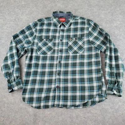 Camisa Coleman Abotonada Para Hombres Extra Grande Verde Cuello A Cuadros Manga Larga Franela Foto 1 de 4