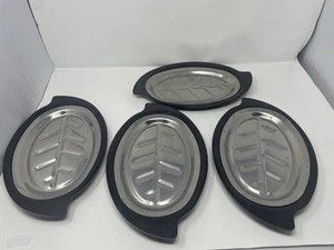 Vintage Nordic Ware Sizzler Platter & Holder No 310 Steak Fajita Plate Set of 4 - Picture 1 of 5