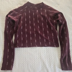 Girls Kith burgandy Sleeve Cropped SweatshirtSize Xl , Extra Large - Picture 1 of 4