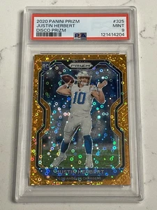 JUSTIN HERBERT 2020 Prizm ORANGE DISCO RC #325 PSA 9 Mint - Picture 1 of 2