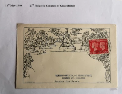 1940 27th Philatelic Congress of GB cover Mulready cover - Изображение 1 из 3