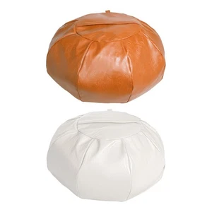 Pouf Cover for Storage Ottoman PU Leather Footstool Cushion for Indoor Living - Picture 1 of 15