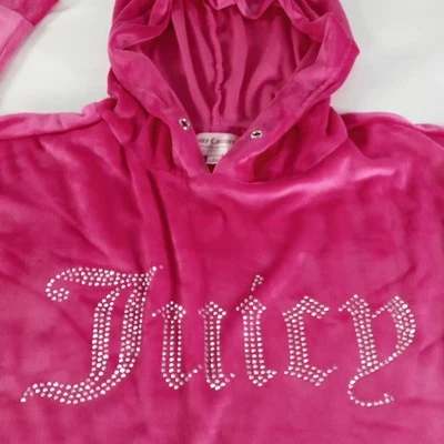 Pulôver com capuz feminino Y2K Juicy Couture tamanho grande rosa quente pelúcia bling top   - Imagem 1 de 4