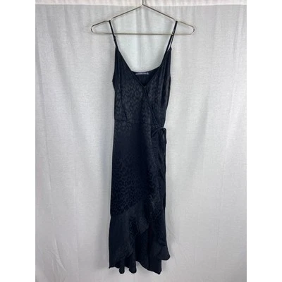 Vestido Abercrombie and Fitch Mujer Mediano Pequeño Envolvente Midi Negro Leopardo Moderno Foto 1 de 4