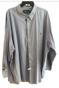 Ralph Lauren LS Mens 4XB Shirt Big & Tall Classic Fit Blue Gingham  Red Pony - Picture 1 of 7