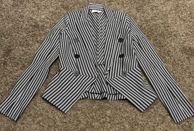 Blazer Top Bailey 44 Para Mujer XS Negro Rayas Abierto Delantero Trasero Manga Larga B6 Foto 1 de 4