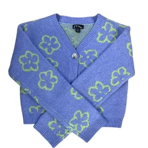 Art Class Button Down Floral Sweater Periwinkle Size Girls M (8) - Picture 1 of 2