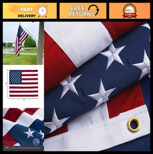 100 % Baumwolle amerikanische Flagge 3 x 5 Fuß strapazierfähig Outdoor, lichtbeständig, bestickt - Bild 1 von 8