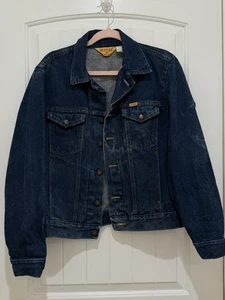 Vintage Rustler Denim Jean Jacket Trucker Men's Sz Medium Made USA Cotton a - Picture 1 of 8