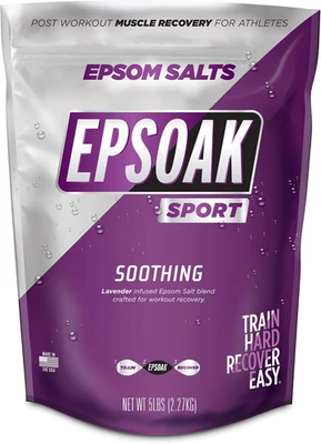Sal de Epsom de lavanda deportiva Epsoak para atletas - 5 libras. Remojo terapéutico calmante Foto 1 de 4