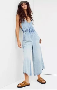 Mono WE THE FREE PEOPLE Azul Álora Abierto Cortado Pierna Ancha S Boho - Imagen 1 de 9