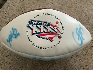 SUPER BOWL 36 XXXVI WILSON NFL FOOTBALL AUTOGRAPH Marshall Faulk ETC - Picture 1 of 3