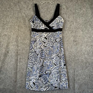 Abito babydoll vintage Y2K donna taglia 6 blu paisley preppy fata costiera - Foto 1 di 13