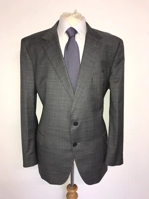 GIEVES & HAWKES - TRAJE DE LANA GRIS A CUADROS PARA HOMBRE - UK 48 Reg - W40 L29 - HERMOSO Foto 1 de 4