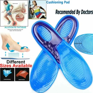 Massaging Gel Shoe Insoles Insert Heel Arch Supports Men Women Flatfoot Plantar - Picture 1 of 15