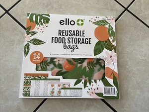 ello Wiederverwendbare Lebensmittel Aufbewahrungsbeutel 14 Lebensmittelbeutel *NEU* Tropical Tangerine - Bild 1 von 5