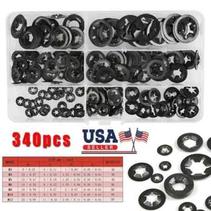 340pcs Internal Tooth Star Lock Push On Locking Washers Speed Clip Fastener Kit - Picture 1 of 5