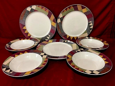 Десерт Studio Nova из 7 предметов набор из 3 обеденных тарелок и 4 суповых чаш в оправе - Изображение 1 из 2