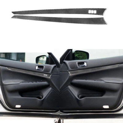 Cubierta de panel de puerta delantera de fibra de carbono 2 piezas para Infiniti G37 sedán 2010-2013   Foto 1 de 4