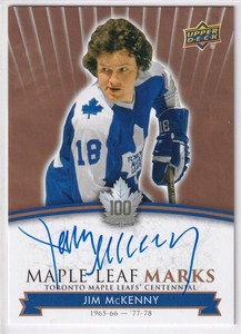 2017-18 Toronto Maple Leafs Centennial Maple Leaf Marks #MC Jim McKenny AUTO *A*