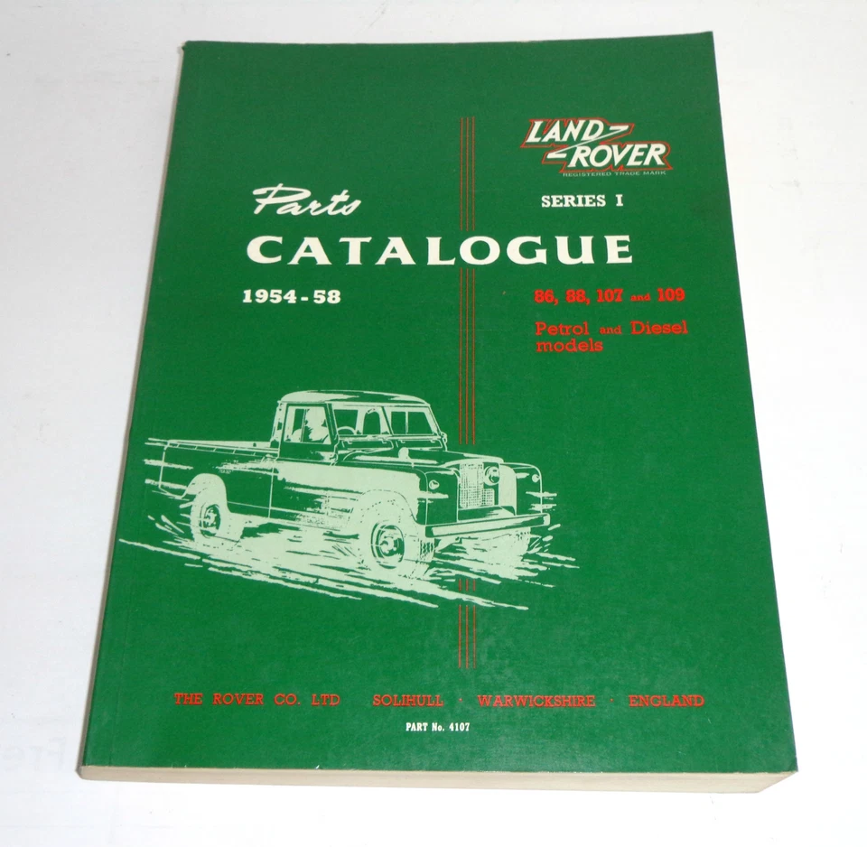 Catalogo Ricambi Parti Land Rover 86 88 107 109 Benzina + Diesel 1954-1958 - Immagine 1 di 1