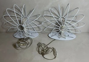 Two Italian Axo Fan Caged Light Fixture Desktop White Electric Fan - Picture 1 of 10