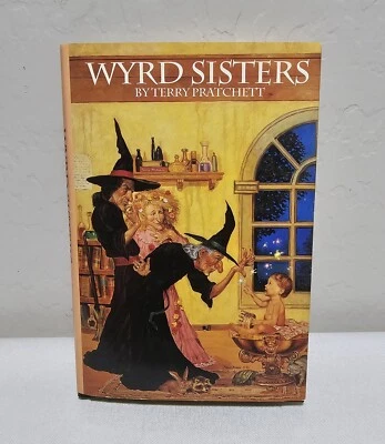 Wyrd Sisters by Terry Pratchett HC DJ 1st Ed. 1988 Reprint Edition Discworld  - Image 1 of 4