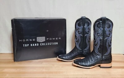 Horse Power Top Hand Cowboy Boots , Black Caiman Belly , Mens 8.5 D , HP8002 - Image 1 of 4
