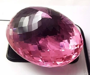 120+ Ct Rose Quartz Oval Shape Pendent Size Lab Created Pink Color Gemstone - Picture 1 of 4
