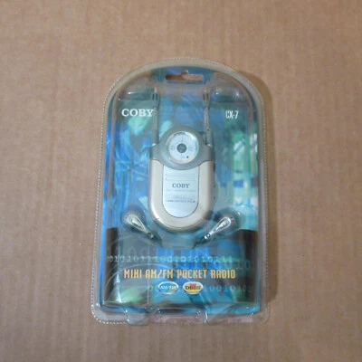 Vtg NOS Coby Dynamic Bass Boost Gold CX-7 AM/FM Radio Mini Pocket Radio Earbuds - Image 1 of 4
