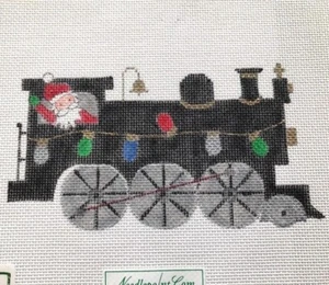 Village Needlecraft Christmas Needlepoint Canvas Santa Claus Train Lights Craft - Picture 1 of 8