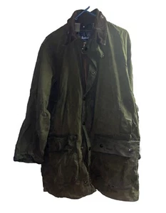 Barbour Vtg A330 Border Wax Waterproof Country Jacket Coat Green XL C42 Distress - Picture 1 of 16