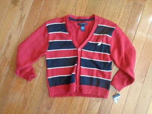 NWT Toddler Boy's - Nautica - Red / Black Cardigan Sweater - Size 4 - Picture 1 of 1