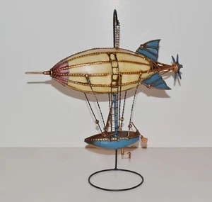 Modellflugzeug Oldtimer Zeppelin Luftschiff Modell auf Ständer Blech L 37 cm - Bild 1 von 4