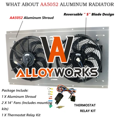 Fits 1988-1999 CHEVY GMC C/K 1500 2500 3500 Aluminum Shroud+2x14" Fans+Relay NEW - Image 1 of 4