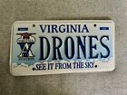 Virginia Avation Specialty Vanity License Plate DRONES “See It From The Sky”