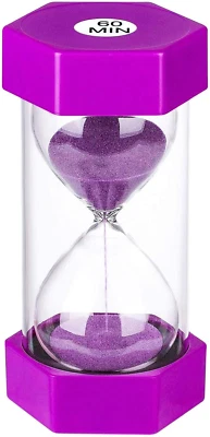 Temporizador de arena 60 minutos temporizador de reloj de arena, reloj gigante de arena púrpura 60 minutos, plástico Foto 1 de 4