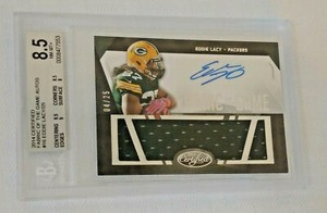 2014 Certified Fabric Of The Game Auto Relic 4/25 Eddie Lacy Packers BGS GRADED 