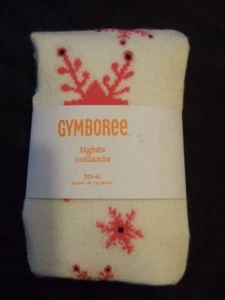 NWT Gymboree Off-white ivory tights w/ pink snowflakes ~ Girl's size S 5/6 - Picture 1 of 1