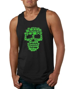 Camiseta sin mangas gráfica Pot Leaf Skull marihuana 420 para hombre - Imagen 1 de 7