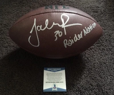 JALEN RICHARD SIGNED AUTOGRAPHED NFL FOOTBALL OAKLAND RAIDERS BECKETT COA - Image 1 of 3
