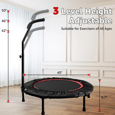 Mini trampolín plegable de 40 pulgadas, capacidad de peso de 440 libras, negro Foto 1 de 4