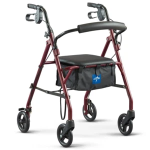 4 Wheel Rollator Rolling Walker with Padded Seat Storage Basket Hand Brake 350lb - Picture 1 of 11