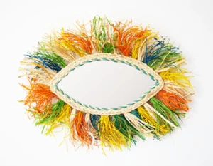 Moroccan Handmade mirror, Raffia wall mirror, Eye shaped Mirror, boho decor - Picture 1 of 2