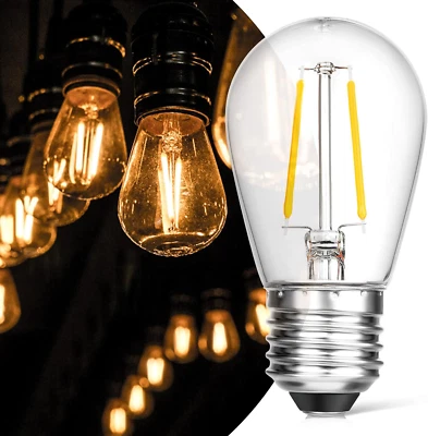 Upgrade IP65 Waterproof Outdoor String Light Bulbs, 2W LED S14 Replacement Shatt - Image 1 of 4